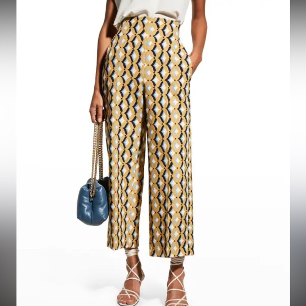Marella Perla Cropped Geometric Patterned Wide-Le… - image 1